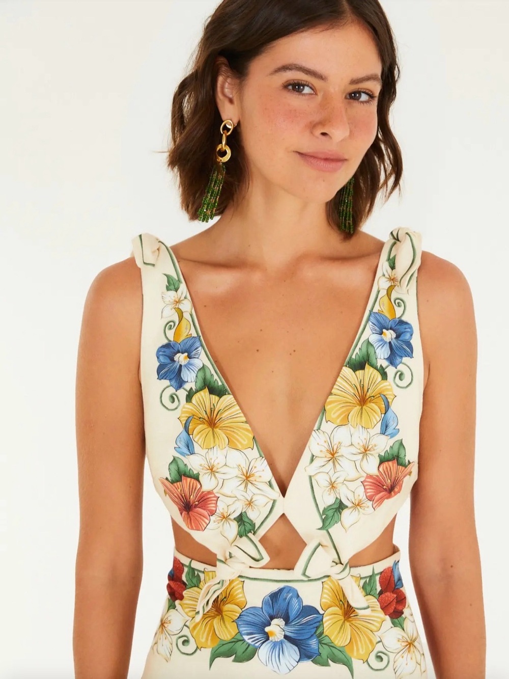 FARM Rio Cream Floral Dress Multicolor Blossoms - Picture 1 of 4